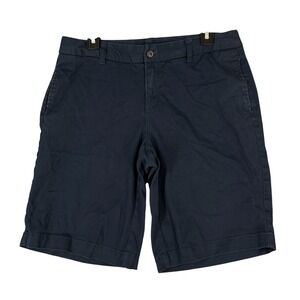 Lands End Shorts Womens 10 Navy Chino Stretch Cotton‎ Classic Bermuda Casual